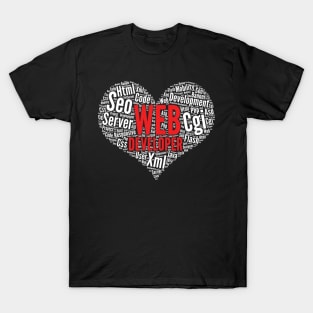 Web developer Heart Shape Word Cloud Design graphic T-Shirt